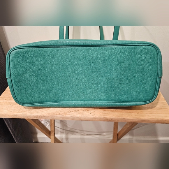 Coach Crossgrain Leather Bright Torquiose Green GalleryTote # CH285 - Picture 5 of 8